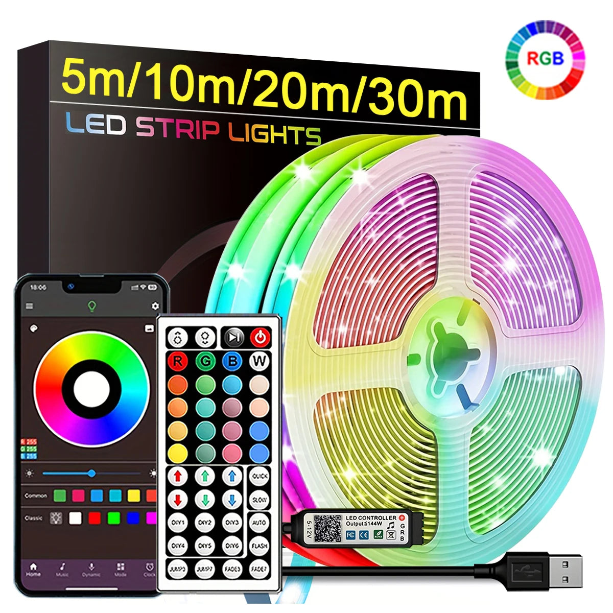 RGB LED Neon Remote Control Waterproof Decor Flexible Lights