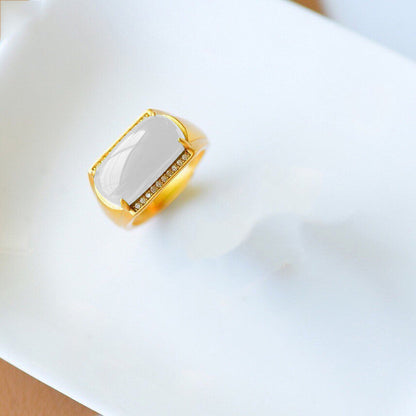 New Heritage Ancient Craftsmanship Gold-plated Jade Ring