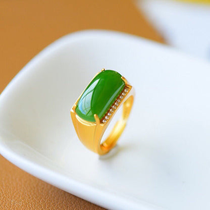 New Heritage Ancient Craftsmanship Gold-plated Jade Ring