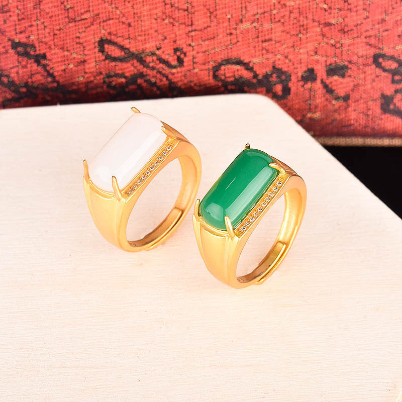 New Heritage Ancient Craftsmanship Gold-plated Jade Ring